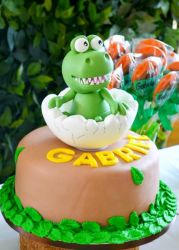 Baby Dinosaur Out of Egg Shell Chocolate Birthday Cake.JPG