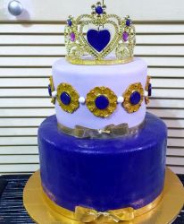 Princess T⁮iara Birthday Cake in 2 Tiers Purple and Pink.JPG