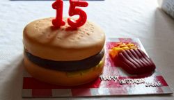 Hamburger & Fries 15th Birthday Cake
