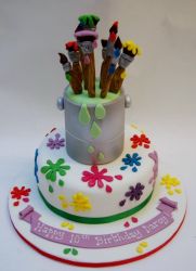 Paintbrush Art-theme 10th Brithday Cake