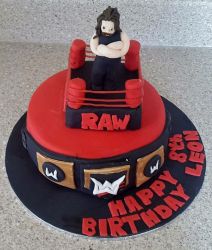 WWE Raw Wrestling Ring Cake in Black and Red.JPG