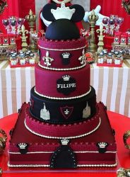 Fancy Disney Castle Cake in 5 Tiers with Mickey Mouse Topper.JPG