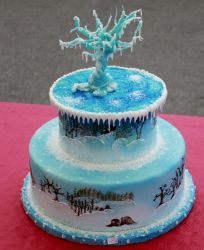 Frozen Tree and Icy Winter Theme 2 Tier Cake.JPG