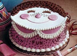 Happy Lady Face Pink and White Cake.JPG