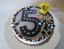 Racetrack in the Shape of Number 5 5th Birthday Chocolate Cake.JPG