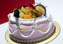 Strawberry Cream Birthday Cake with Fresh Fruits on Top.JPG