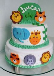 Cute Animal Face Theme Birthday Cake in 2 Tiers for Kids.JPG