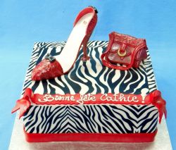 Zebra Striped Birthday Cake for Women with Red Shoe & Handbag.JPG
