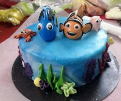 Finding Dory & Nemo Theme Aqua Birthday Cake.JPG