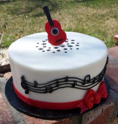 Music Theme Cake with Guitar Topper & Musical Notes.JPG