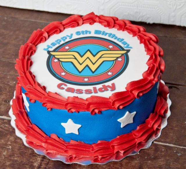 Wonder Woman Symbol Birthday Cake.JPG