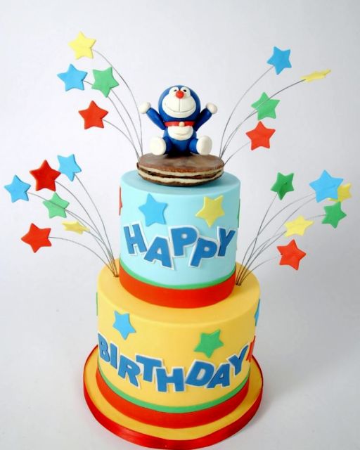 Doraemon Theme 2 tier Birthday Cake.JPG