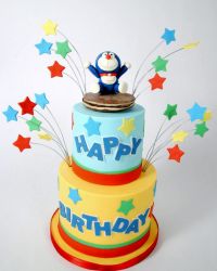Doraemon Theme 2 tier Birthday Cake.JPG