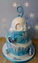 Snow & Igloo Winter Theme Birthday Cake in 3 Tiers.JPG