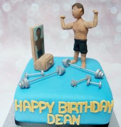 Workout Weight-Lifting Body-Building Theme Birthday Cake.JPG