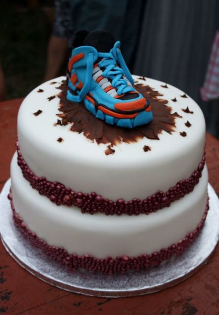 Sneaker Theme 2 Tier Cake.JPG