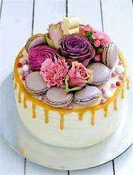Macaroons Cookies Cake with Floral Decor.JPG