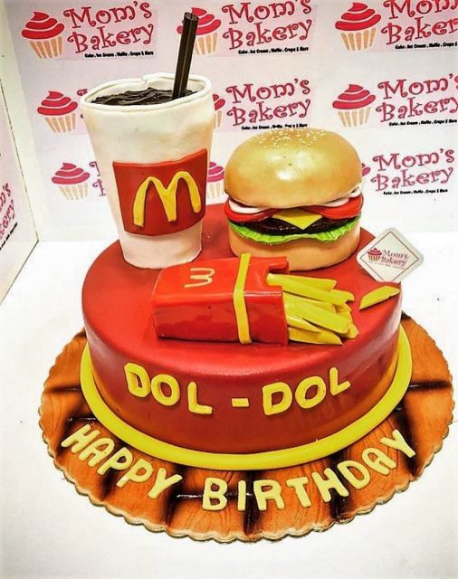 McDonalds Burger Meal Birthday Cake with Fries and Drink.JPG