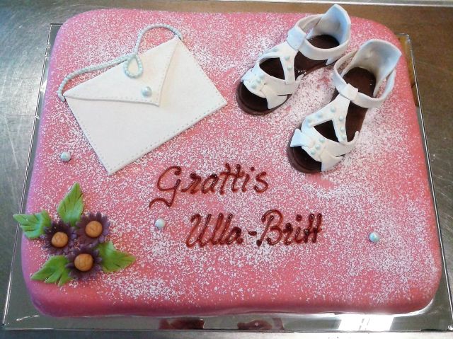 Pink Birthday Cake for Women with Shoes & Envelope