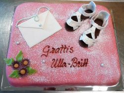 Pink Birthday Cake for Women with Shoes & Envelope