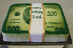 Hundred dollar bill stack birthday cake.JPG