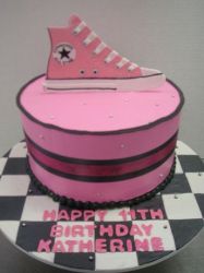 Pink Converse shoe birthday cake for 11 year old.JPG