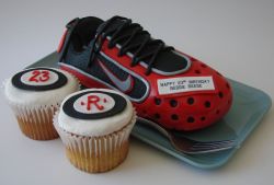 Nike Sneakers cake with cupcakes.JPG