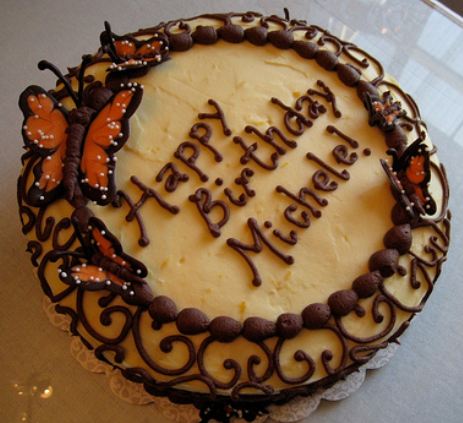 Lemon cream birthday cake with butterflies.JPG