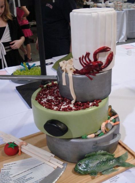 Cool Cajun food cooking theme cake.JPG