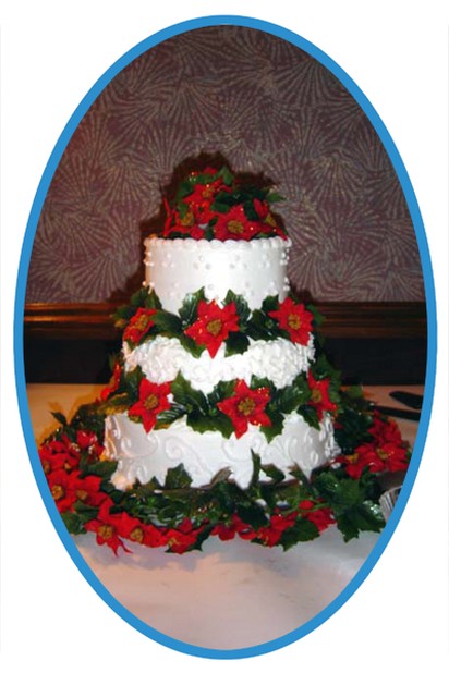 Red Flower wedding cake picture