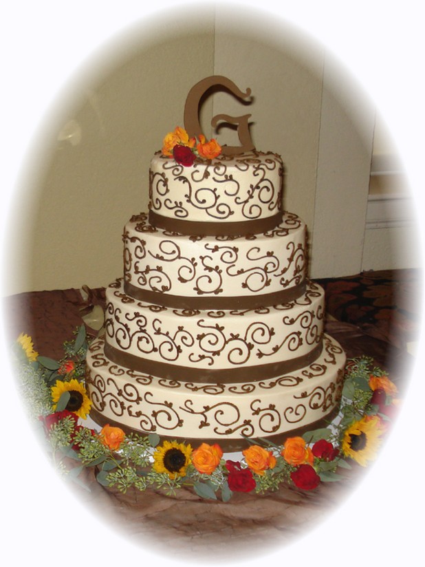 trendy fancy white and chocolate wedding cake photo