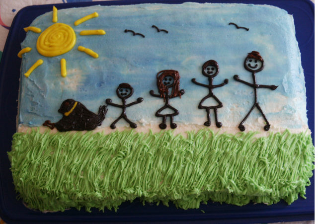 Homemade happy father's day cake with family theme.PNG