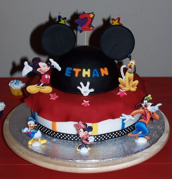 Mickey Mouse and other Disney characters theme birthday cake.JPG