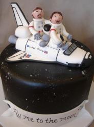 Space shuttle space theme cake.JPG