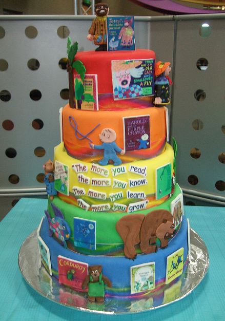Four tier Childen's Book cake.JPG