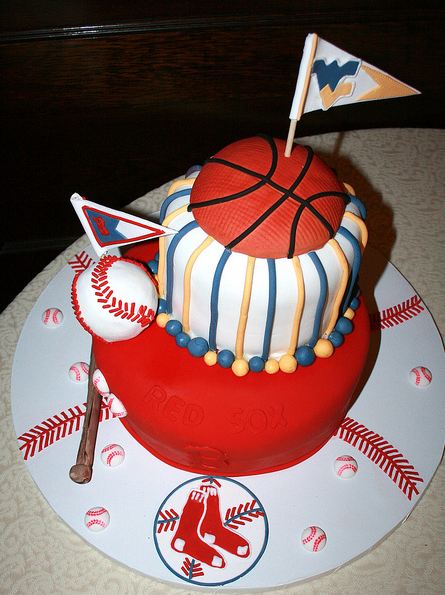 Basketball and baseball sports theme Groom's Cake.JPG