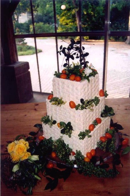 white square wedding cake photo