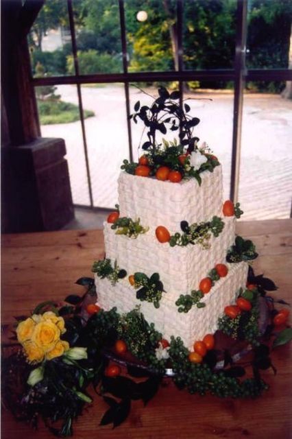 white square wedding cake photo