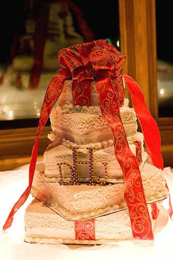 Rich red wedding cake