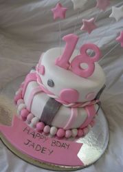 Dual tier white and pink 18th birthday cake.JPG