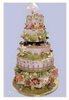 dramatic floral wedding cake photo