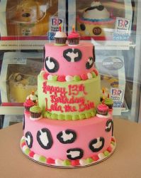 3 tier pink and green ice cream 13th birthday cake.JPG