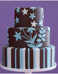 Three colored wedding cake with a trendy cake decor.PNG