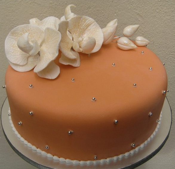 Orange engagement cake with white orchid flower.PNG
