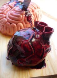 Realistic looking heart and brain Halloween cakes.JPG