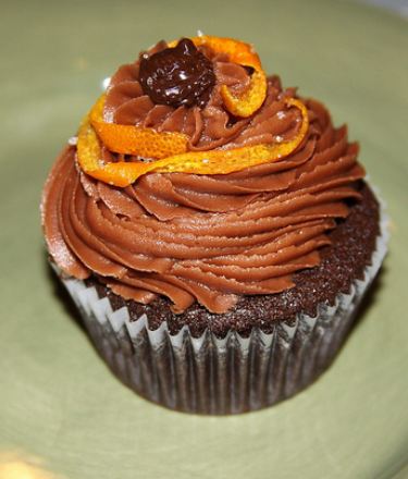 Chocolate cupcake with chocolate cream and orange peel.JPG