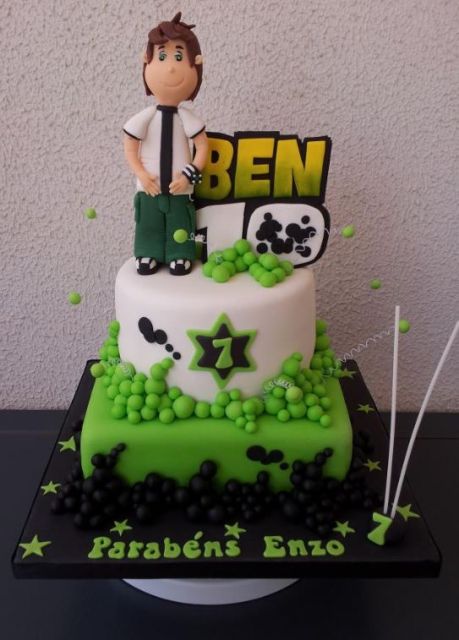 Two tier Ben 10 birthday cake for 7 year old.JPG