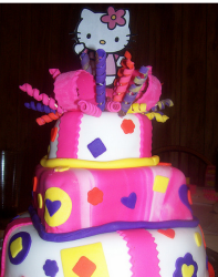 Colorful Hello Kitty cake with three tiers and Hello Kitty topper.PNG