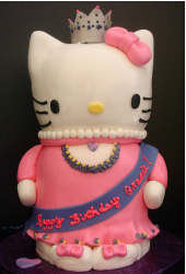 Fancy Hello Kitty cakes with Kitty dressing like a queen.PNG