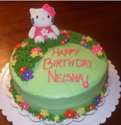 Grassy green Hello Kitty birthday cakes pictures.PNG